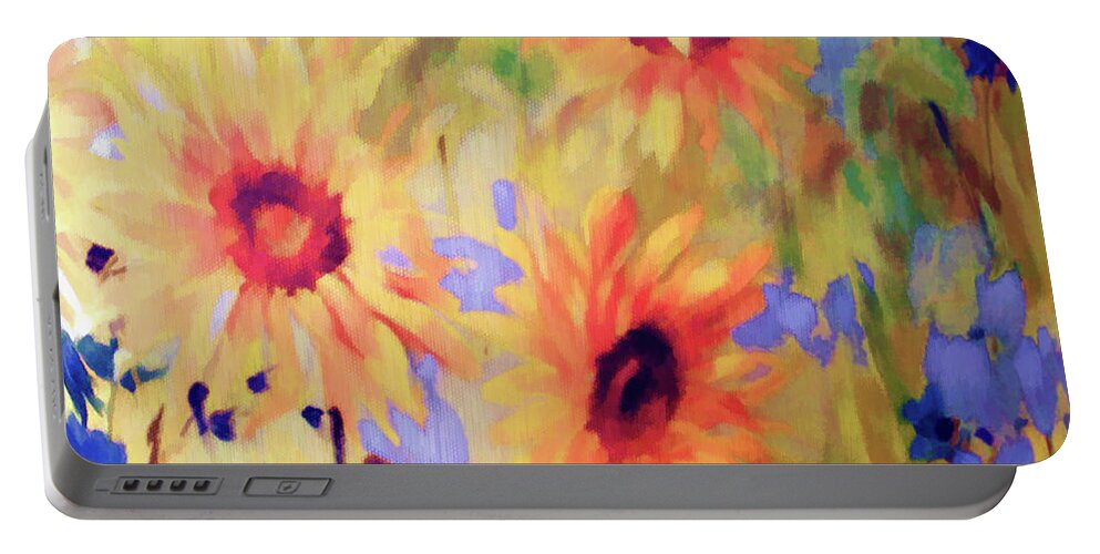 Sunflowers Portable Battery Charger featuring the photograph Sunflower Joy Watercolor by Sandi OReilly