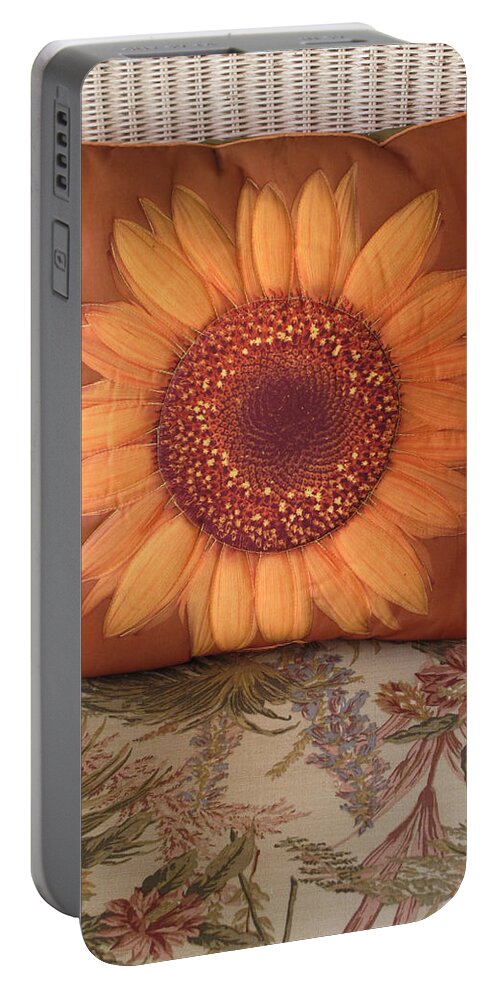 Pillow Portable Battery Charger featuring the photograph Sunflower Pillow by Dave Mills