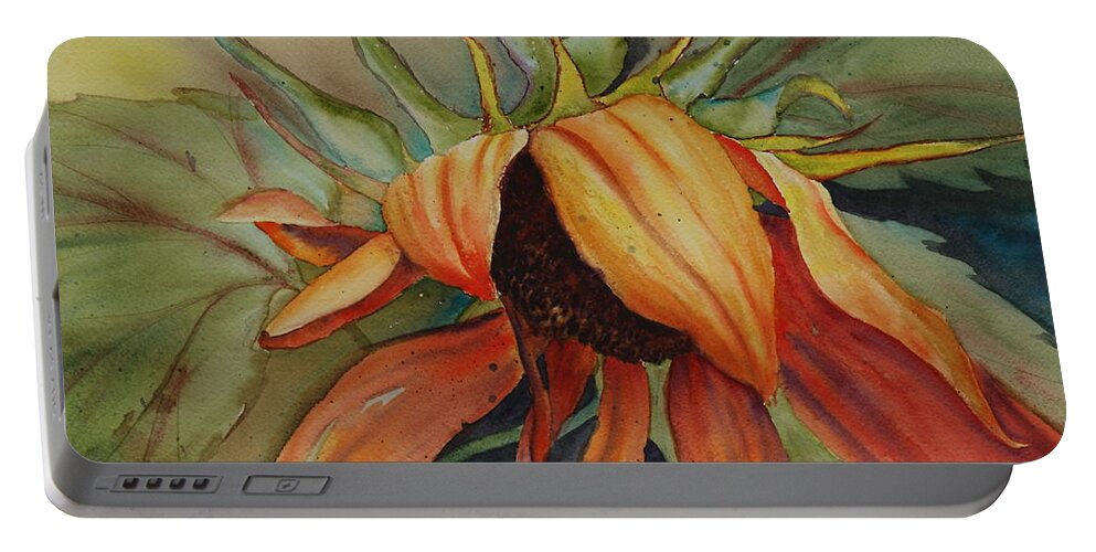 Sunflower Portable Battery Charger featuring the painting Sunflower by Ruth Kamenev