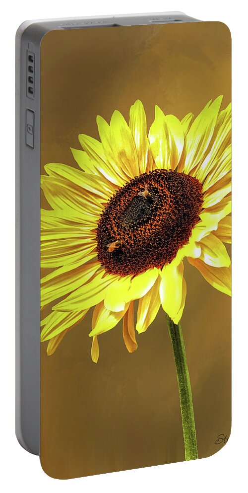 Texture Portable Battery Charger featuring the photograph Sunflower Salute by Steph Gabler