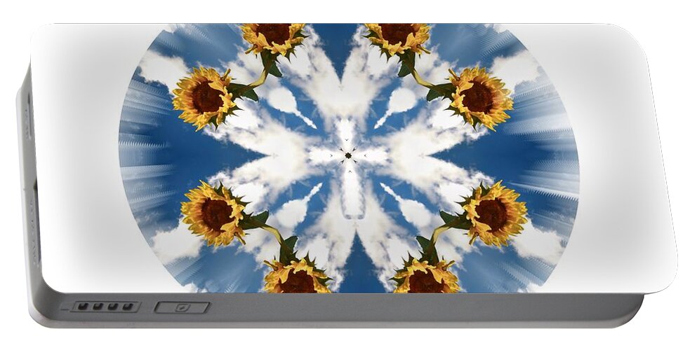 Sunflower Portable Battery Charger featuring the photograph Sunflower Sky . Believe by Renee Trenholm