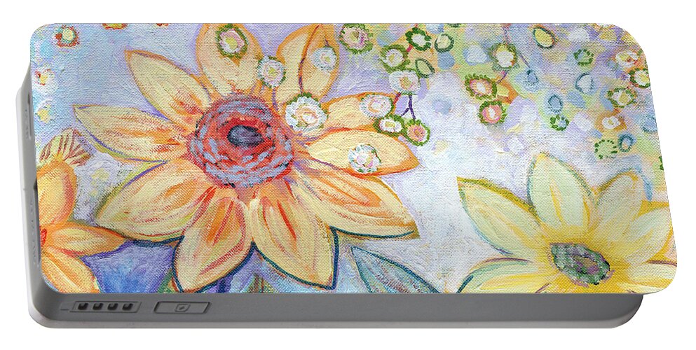 Sunflower Portable Battery Charger featuring the painting Sunflower Tropics Part 2 by Jennifer Lommers