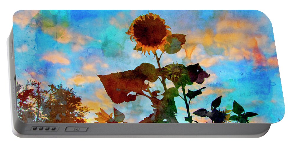 Neighborhood Portable Battery Charger featuring the photograph Sunflower Watercolor by Al Bourassa