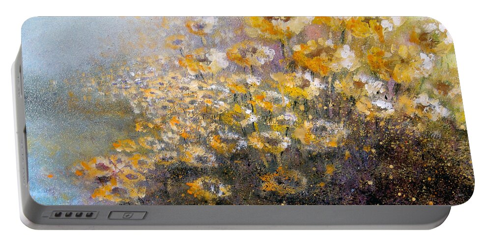 Flowers Portable Battery Charger featuring the painting Sunflowers by Andrew King