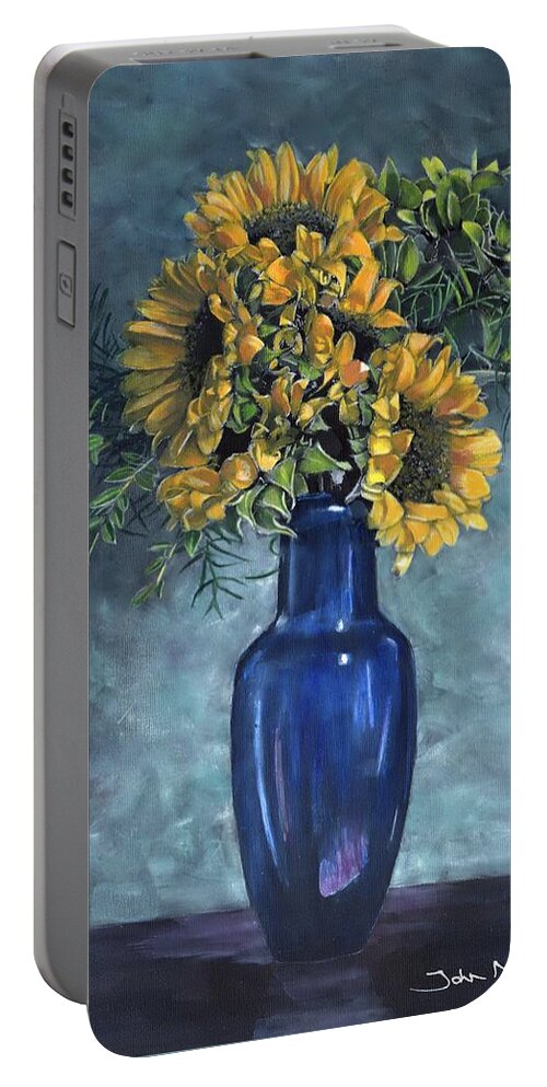 Sunflower Portable Battery Charger featuring the painting Sunflowers by John Neeve