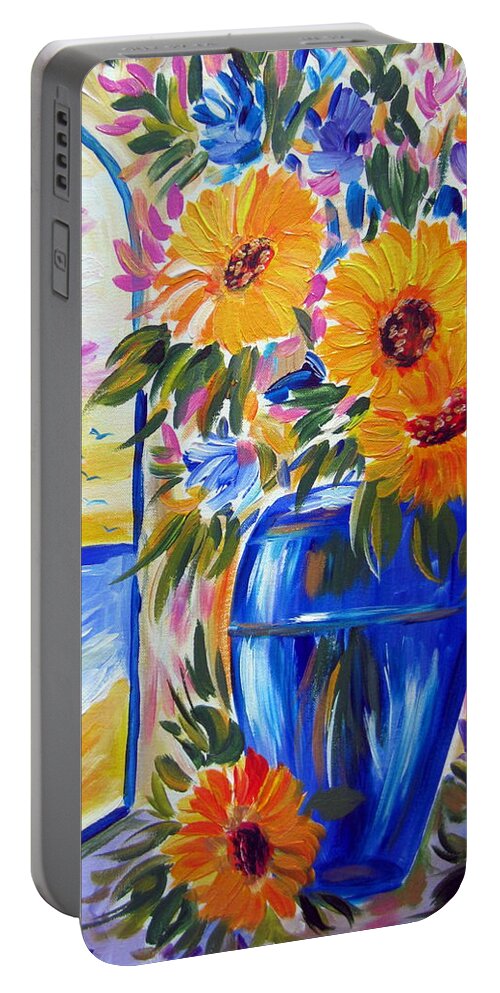 Sunflowers Portable Battery Charger featuring the painting Sunflowers by Roberto Gagliardi