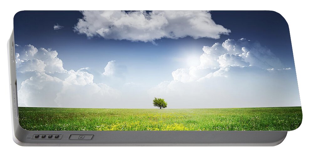 Autumn Portable Battery Charger featuring the painting Sunlight by Bess Hamiti