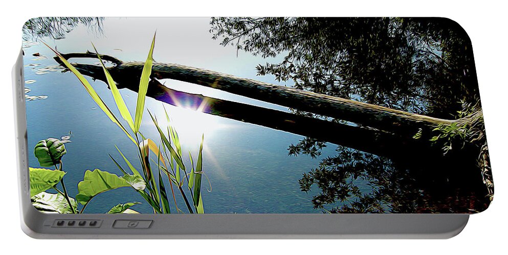 Wetlands Portable Battery Charger featuring the photograph Sunny Riverbank by Linda Carruth