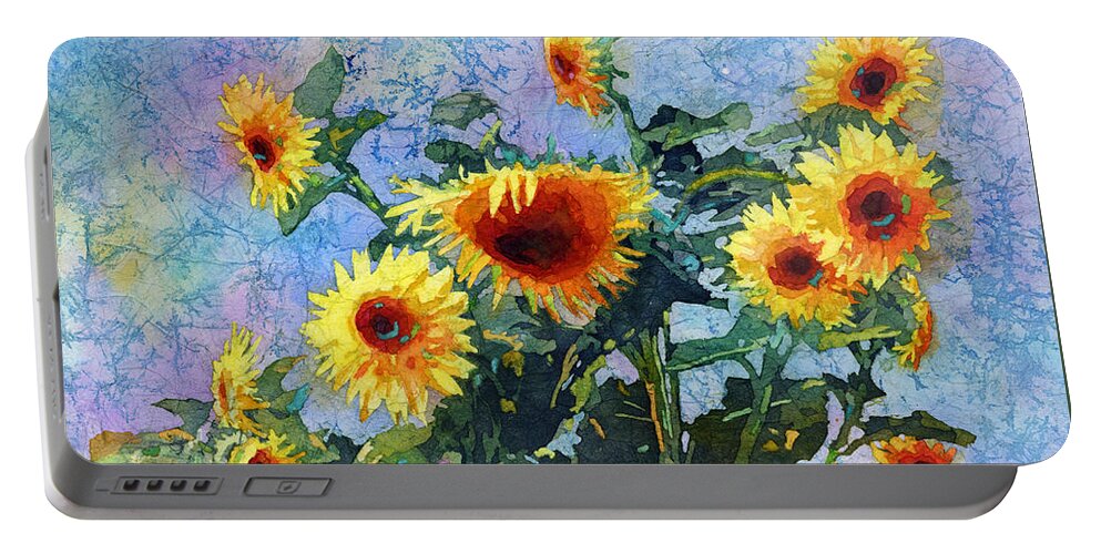 1500.00sunflower Portable Battery Charger featuring the painting Sunny Sundance by Hailey E Herrera