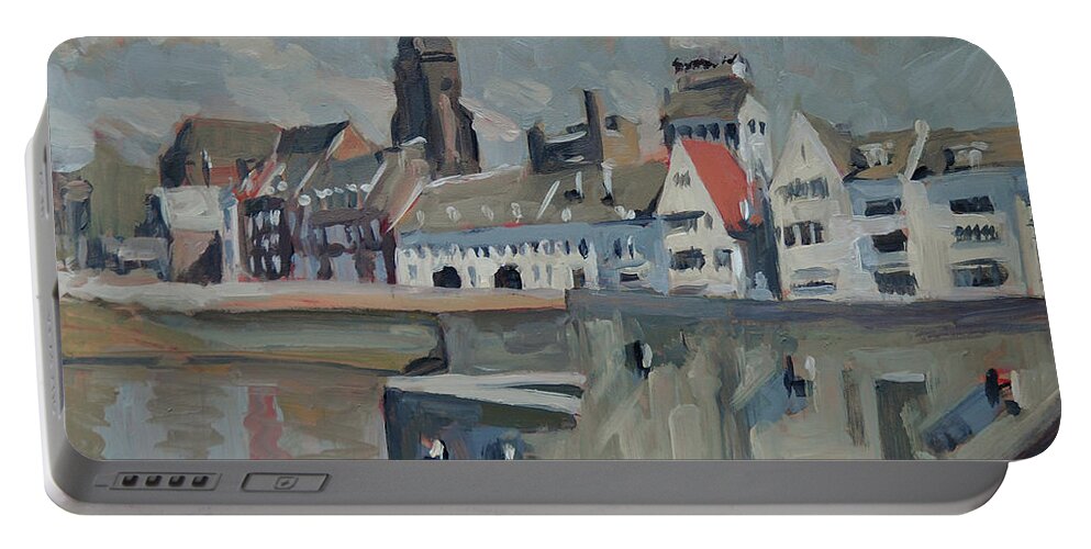 Maastricht Portable Battery Charger featuring the painting Sunny Wyck Maastricht by Nop Briex