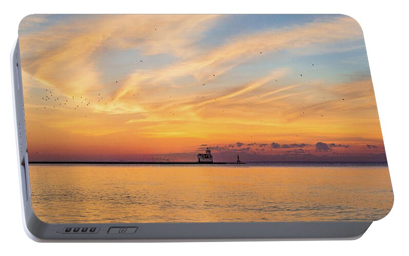 Lighthouse Portable Battery Charger featuring the photograph Sunrise and Splendor by Bill Pevlor