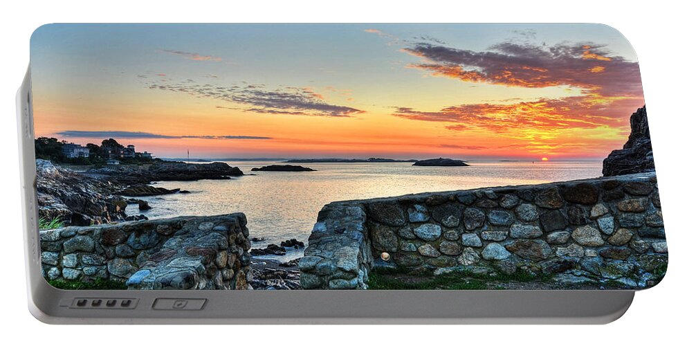 Marblehead Portable Battery Charger featuring the photograph Sunrise at Castle Rock Marblehead MA by Toby McGuire