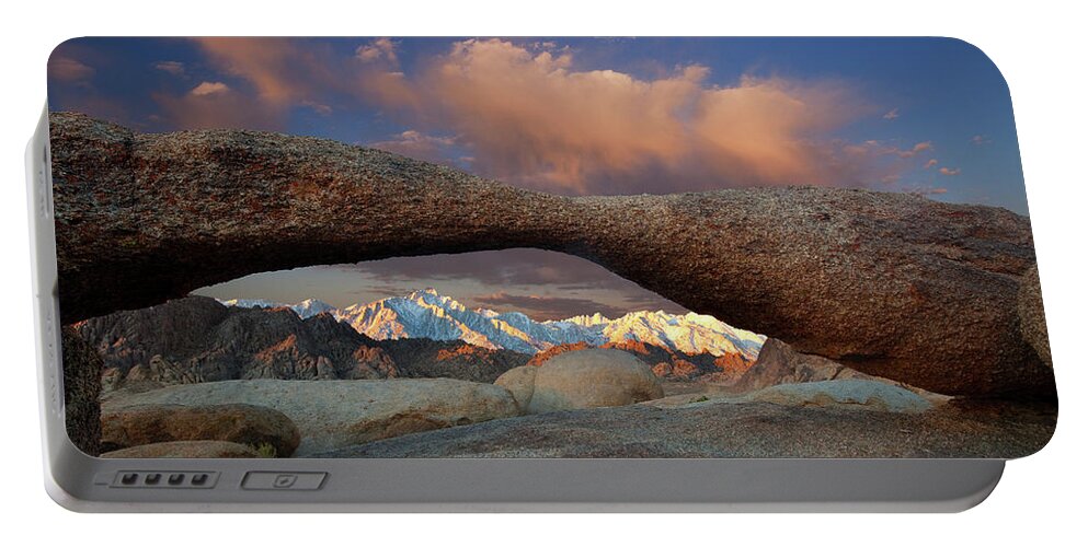 Landscape Photography Portable Battery Charger featuring the photograph Sunrise at Lathe Arch by Keith Kapple