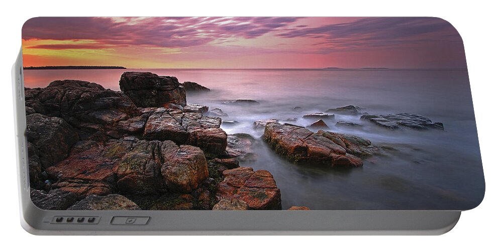 Coastal Maine Portable Battery Charger featuring the photograph Sunrise at Seawall Maine Acadia National Park by Juergen Roth