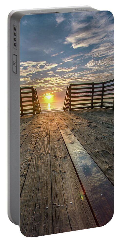 Boardwalk Portable Battery Charger featuring the photograph Sunrise Boardwalk by Dillon Kalkhurst