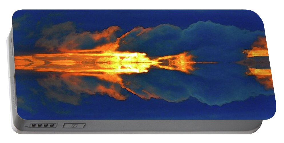 Abstract Portable Battery Charger featuring the digital art Sunrise Clouds Four by Lyle Crump