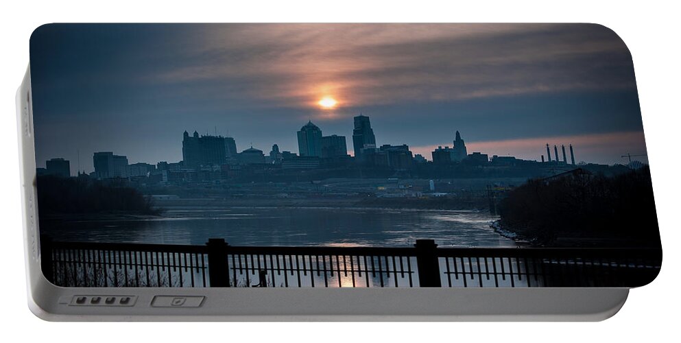 Skyline Portable Battery Charger featuring the photograph Sunrise from Kaw Point by Jeff Phillippi