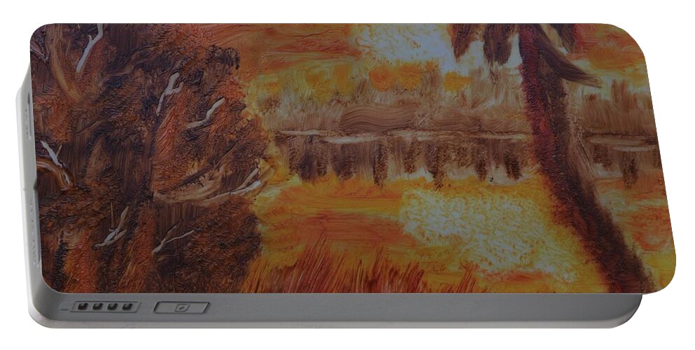 Sunrise Impression Portable Battery Charger featuring the painting Sunrise Impression by Warren Thompson