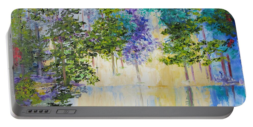 Landscape Portable Battery Charger featuring the painting Sunrise by Lisa Boyd