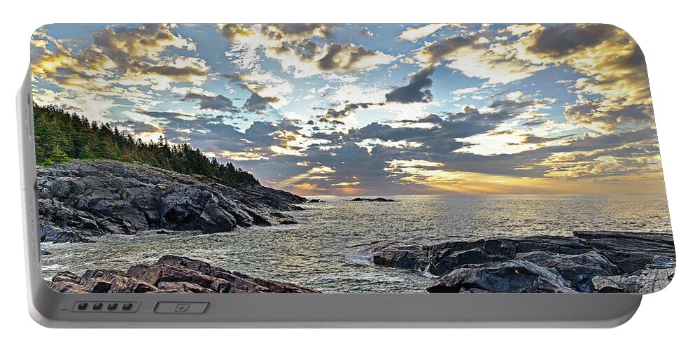 Monhegan Island Portable Battery Charger featuring the photograph Sunrise on Christmas Cove by Tom Cameron