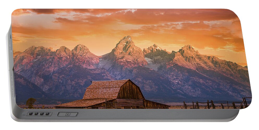 Grand Teton Portable Battery Charger featuring the photograph Sunrise on the Ranch by Darren White