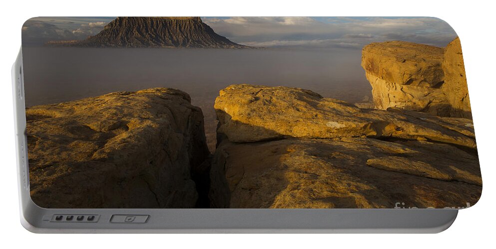 Factory Butte Portable Battery Charger featuring the photograph Sunrise over Factory Butte by Keith Kapple