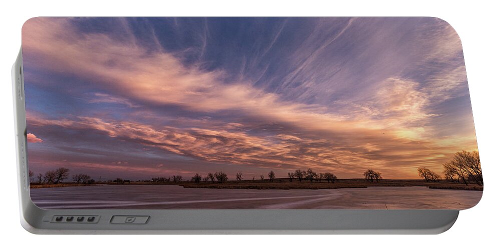 Sunrise Portable Battery Charger featuring the photograph Sunrise Over Ice by Tony Hake