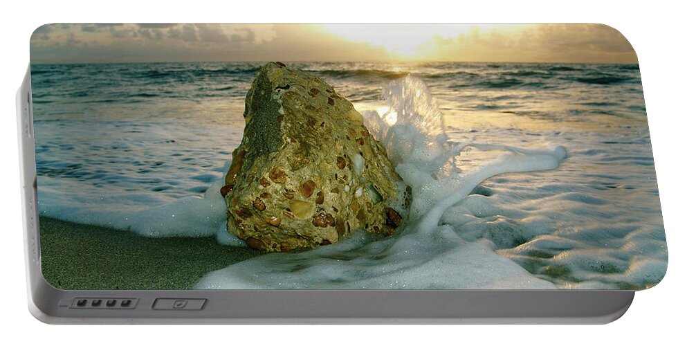 Aqua Portable Battery Charger featuring the photograph Sunrise Seascape Wisdom Beach Florida C4 by Ricardos Creations