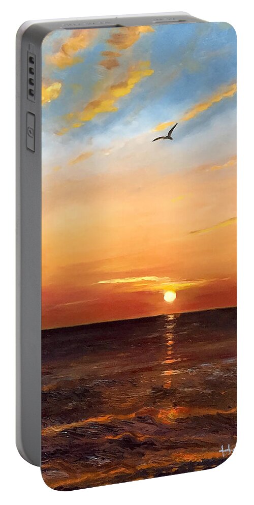  Portable Battery Charger featuring the painting Sunrise Sunset by Josef Kelly