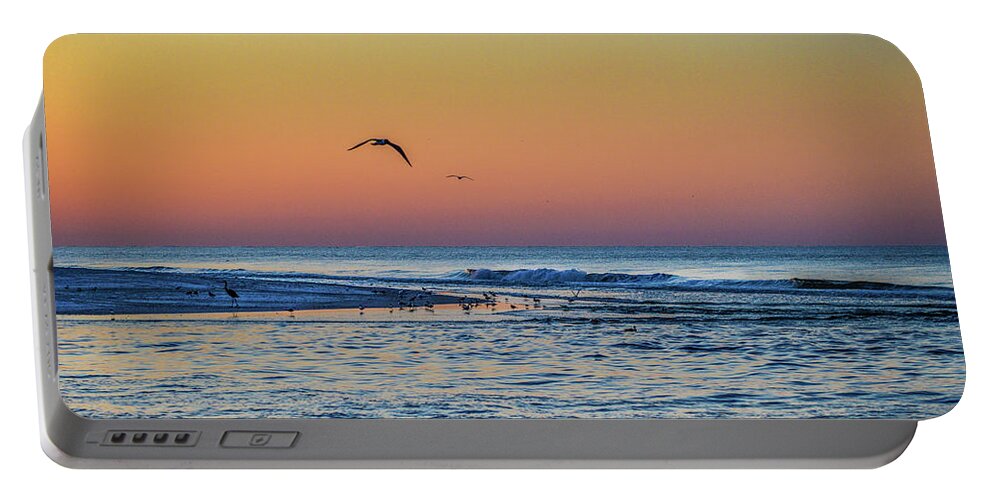 Alabama Portable Battery Charger featuring the photograph Sunrise with the birds at Little Lagoon Pass by Michael Thomas