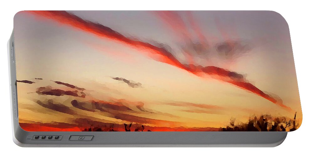 Sunset Portable Battery Charger featuring the mixed media Sunset Abstract by Shelli Fitzpatrick