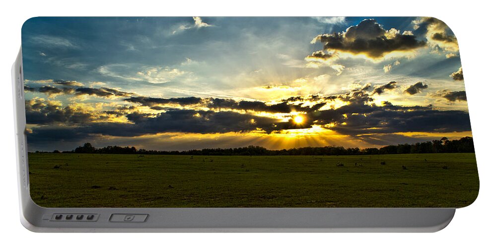 Scenic Portable Battery Charger featuring the photograph Sunset Across Open Field by Christopher Holmes