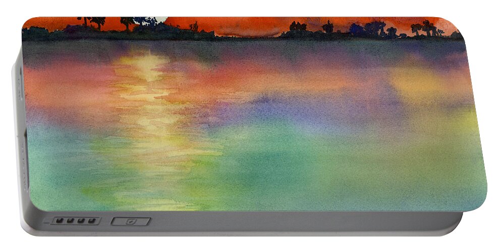 Sunset Portable Battery Charger featuring the painting Sunset by Amy Kirkpatrick