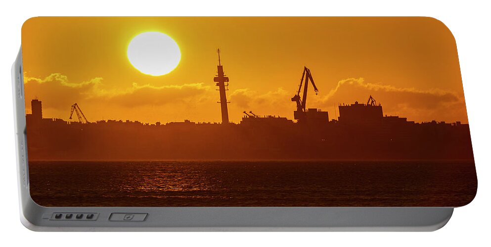 Cadiz Portable Battery Charger featuring the photograph Sunset at Cadiz Bay Puerto Real Spain by Pablo Avanzini