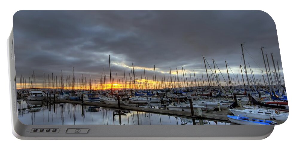 Hdr Portable Battery Charger featuring the photograph Sunset at Port Gardner by Brad Granger