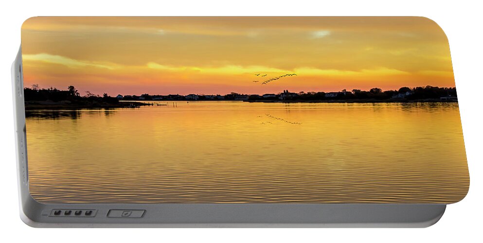 Sunset Portable Battery Charger featuring the photograph Sunset At Quogue Long Island by Cathy Kovarik