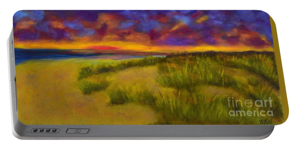  Portable Battery Charger featuring the painting Sunset Beach by Barrie Stark