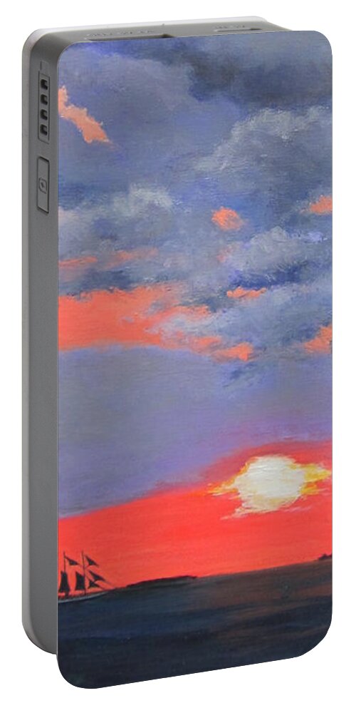 Sunset Portable Battery Charger featuring the painting Sunset Celebration by Anne Marie Brown