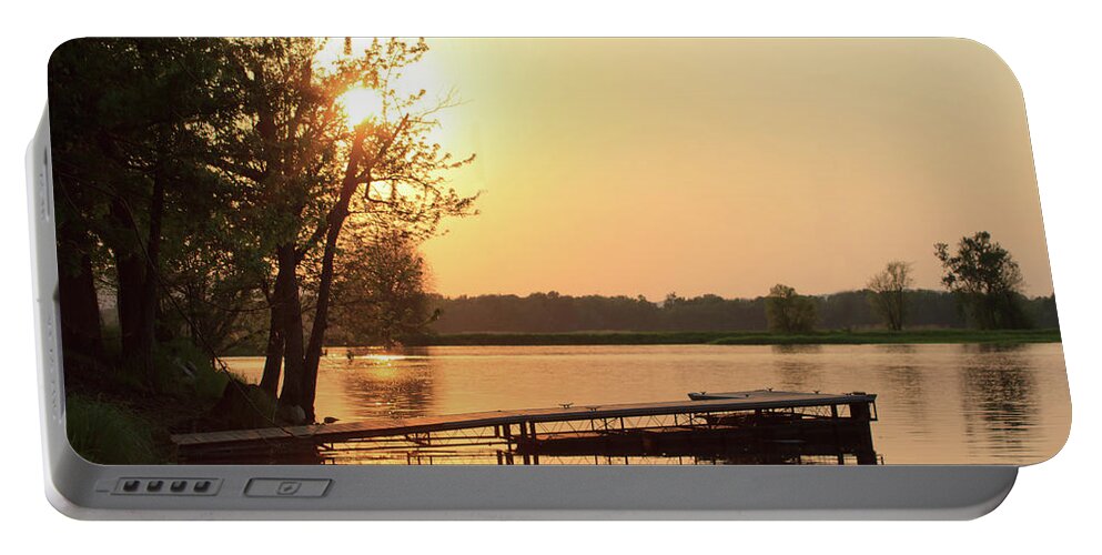 Landscape Portable Battery Charger featuring the photograph Sunset Dock by Inspired Arts
