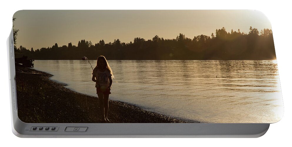 Fishing Portable Battery Charger featuring the photograph Sunset Fishing by Monte Arnold