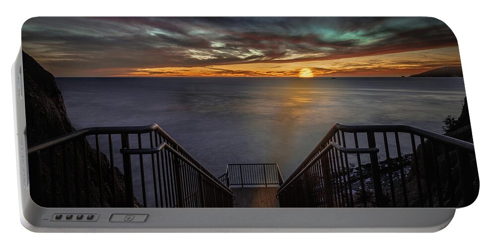Dramatic Portable Battery Charger featuring the photograph Sunset from Sandpiper Staircase by Tim Bryan