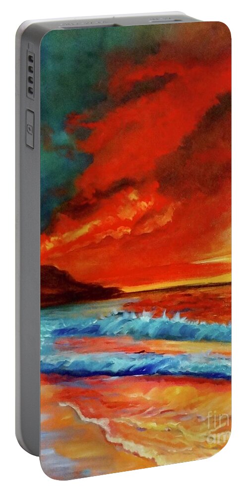 Sunset Portable Battery Charger featuring the painting Sunset Hawaii by Jenny Lee
