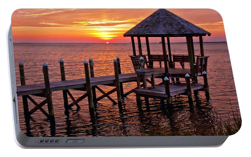 Photography By Suzanne Stout Portable Battery Charger featuring the photograph Sunset in Hatteras by Suzanne Stout