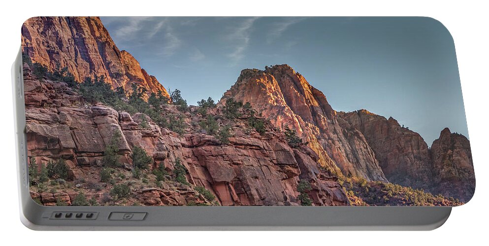 Zion Portable Battery Charger featuring the photograph Sunset Lighting At Zion by James Woody