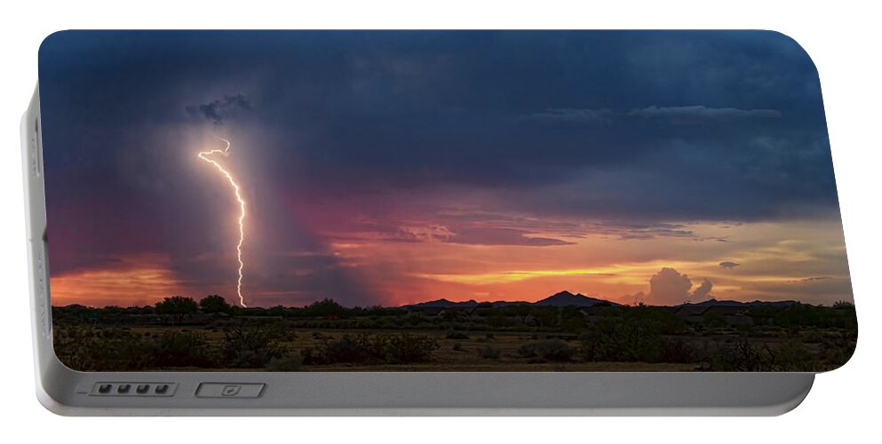 Sunset Portable Battery Charger featuring the photograph Sunset Lightning by Saija Lehtonen