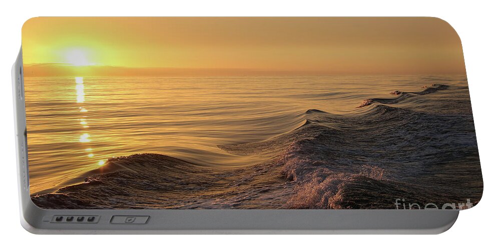 Sunset Portable Battery Charger featuring the photograph Sunset Meets Wake by Suzanne Luft