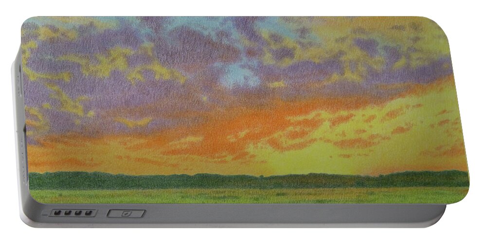 Montana Landscapes Portable Battery Charger featuring the pastel Sunset near Miles City by Cris Fulton