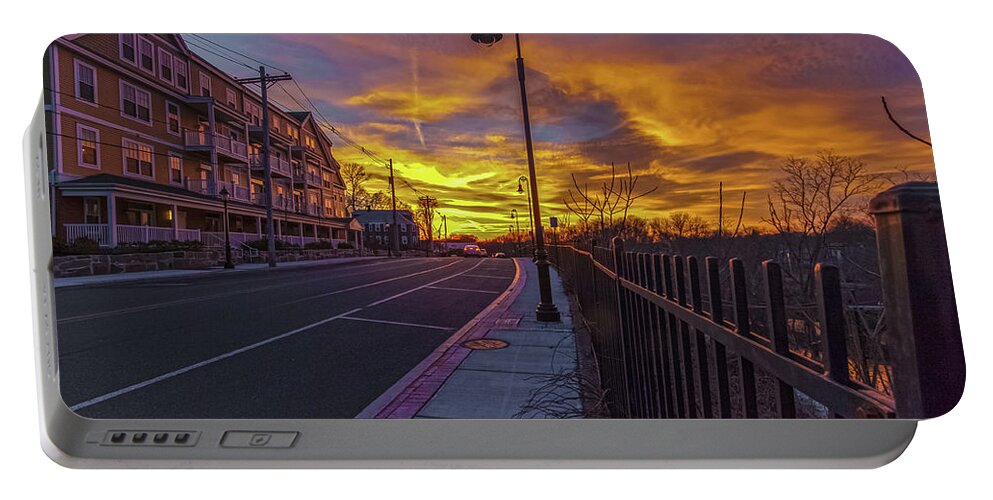 Sunset On Eliot St Milton Ma Portable Battery Charger featuring the photograph Sunset on Eliot St Milton MA by Brian MacLean
