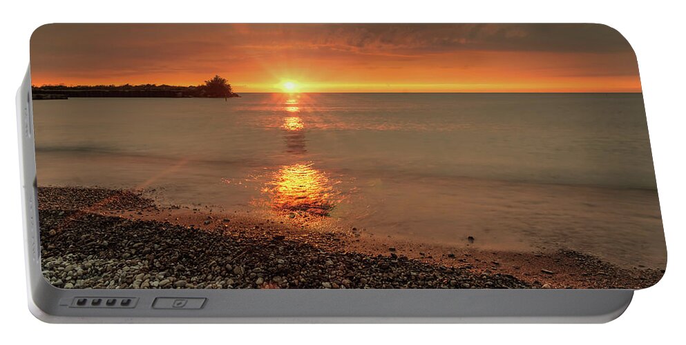 16-70 F4-karl Zeiss Portable Battery Charger featuring the photograph Sunset on Huron Lake by Nick Mares