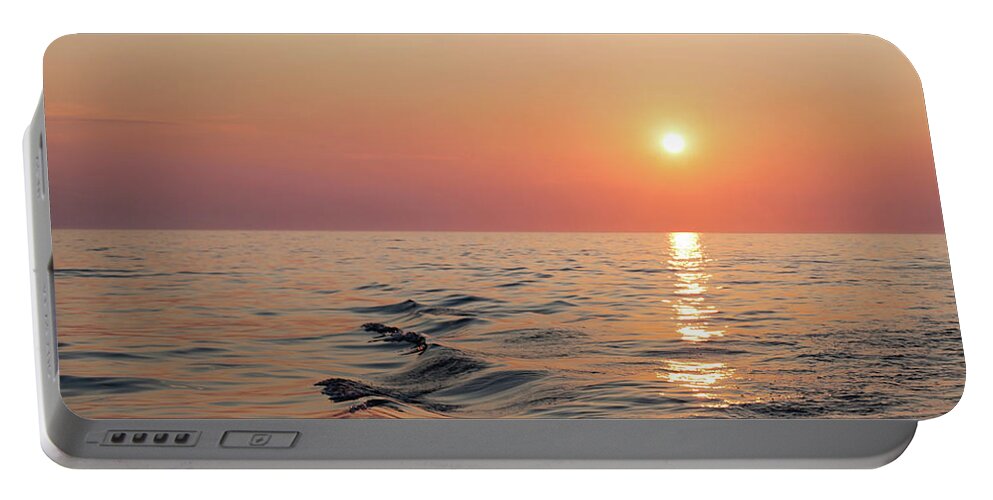 Sunset Portable Battery Charger featuring the photograph Sunset on Lake Michigan by Melanie Alexandra Price